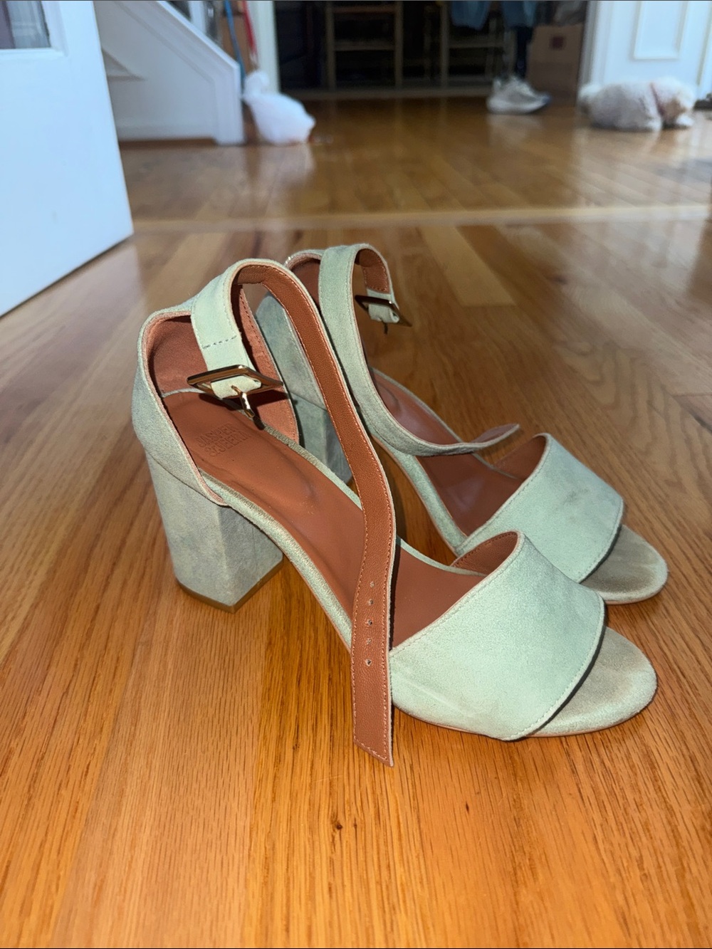 Blue suede Anthropologie heels
